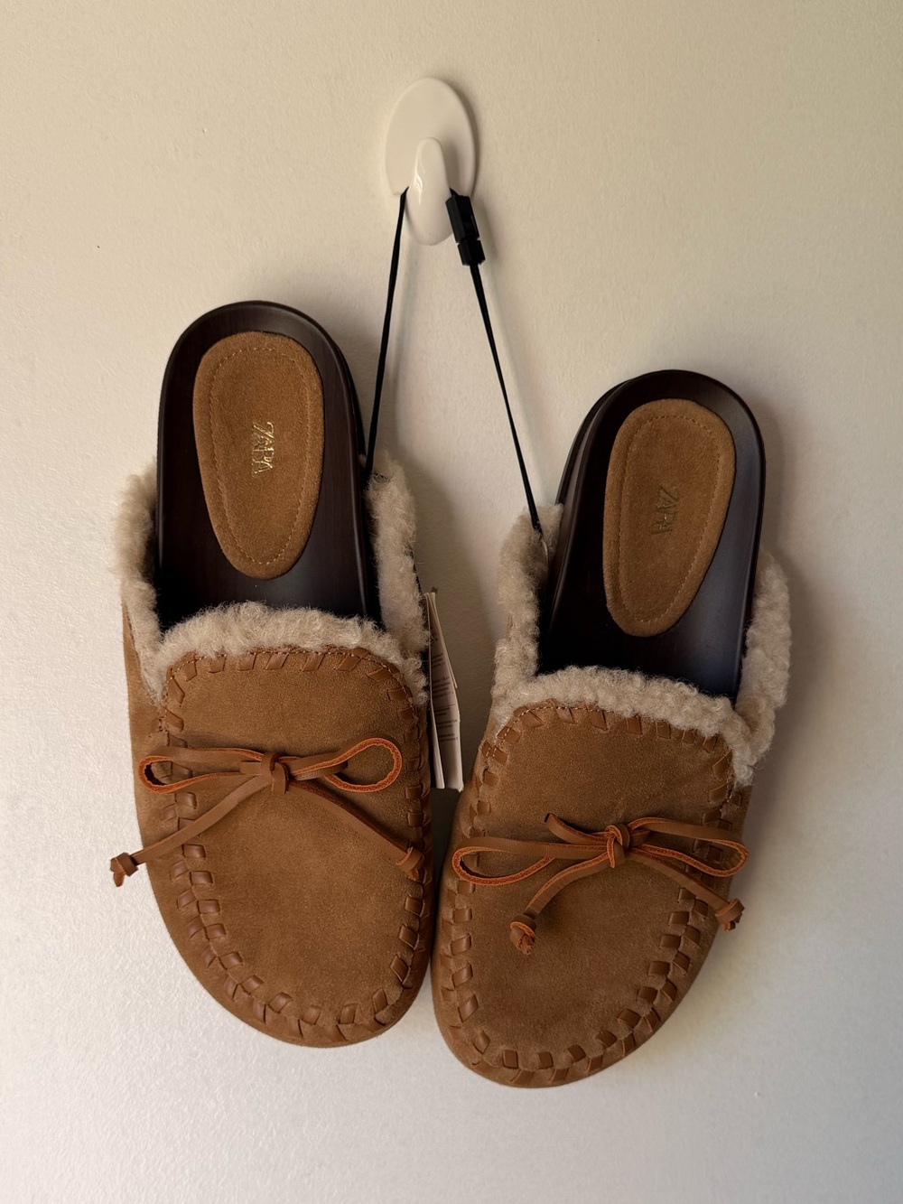 Leather Suede Shearling Effect Clogs